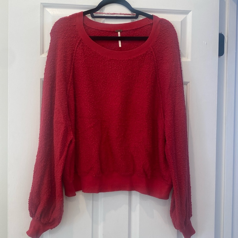 free people red sweater